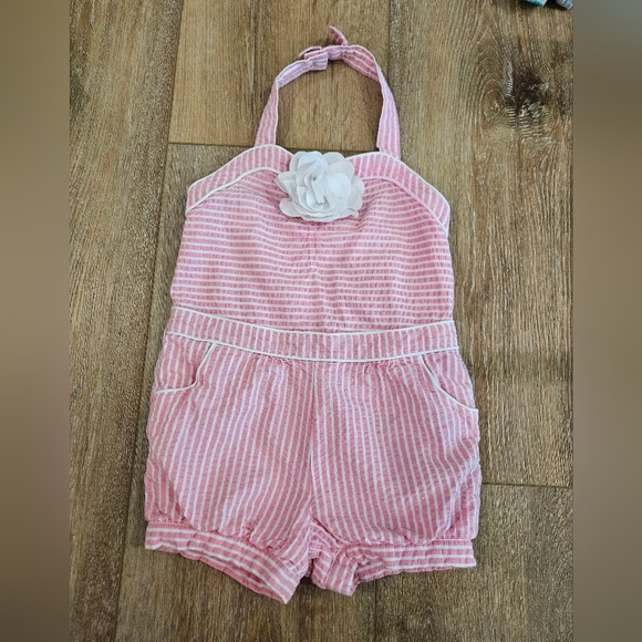 Janie and Jack Roman Holiday pinstripe romper - Picture 2 of 3